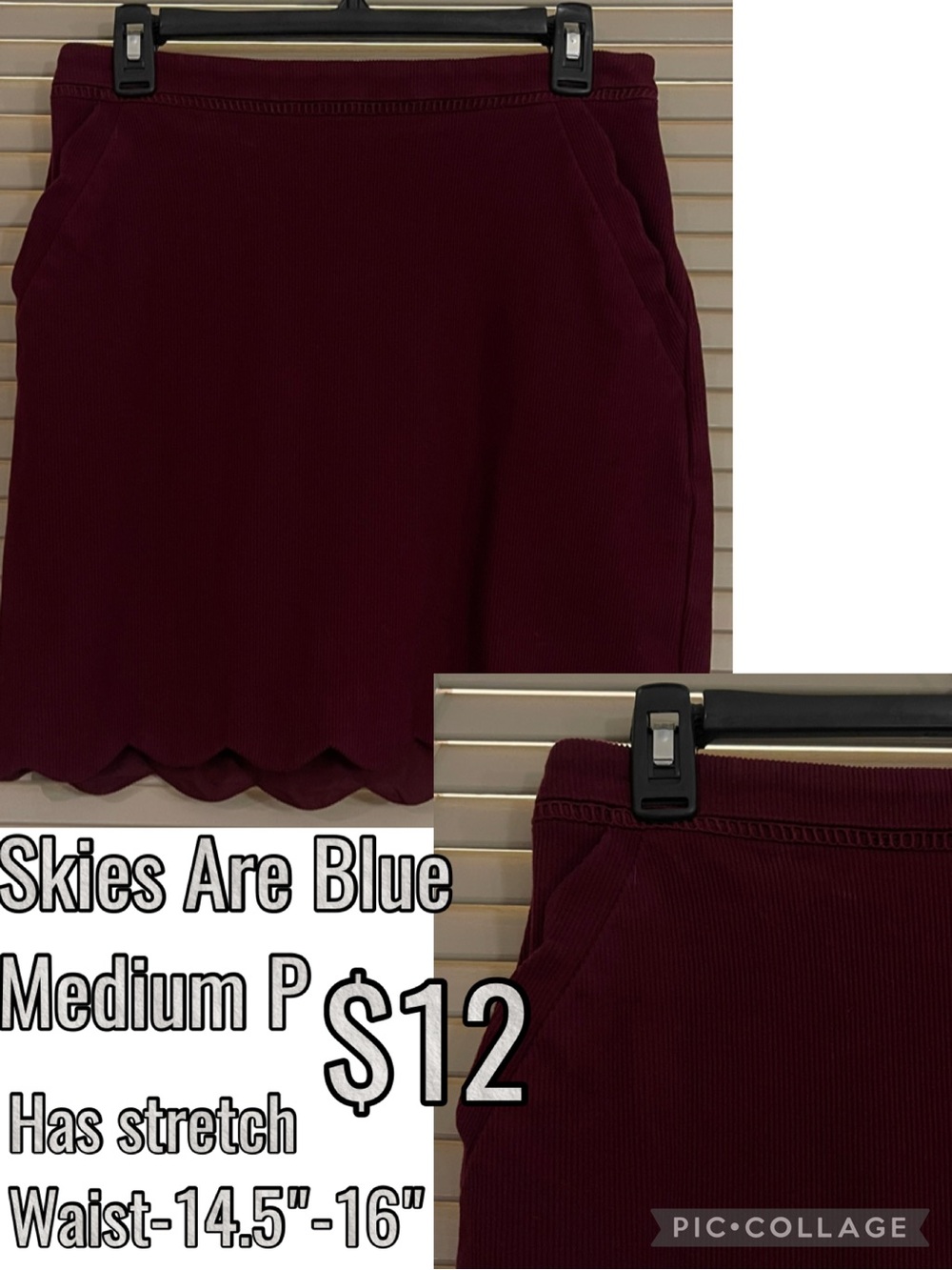 Skies Are Blue Deep Burgundy Scalloped Hem Mini Skirt